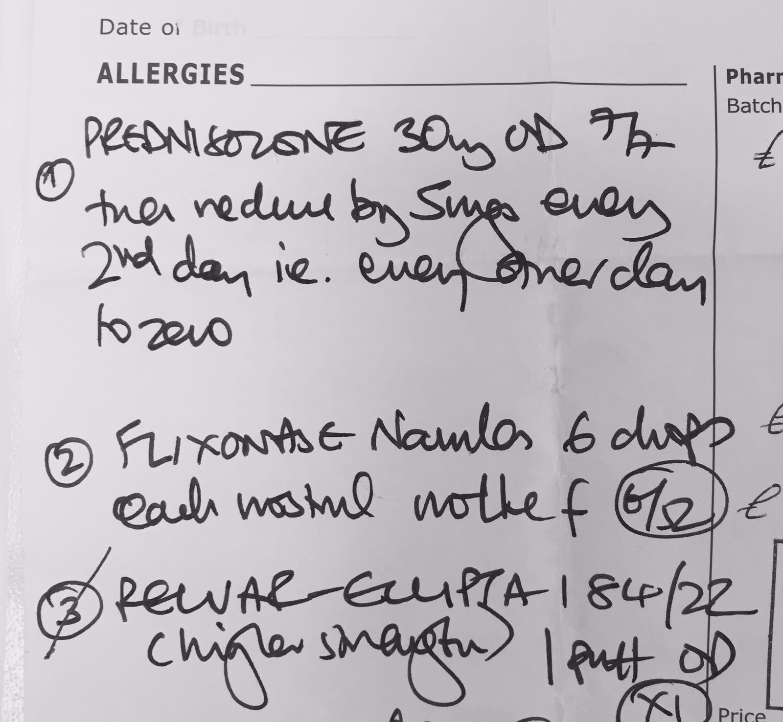 ambiguous hand written prescription for a community pharmacist to dispense 
