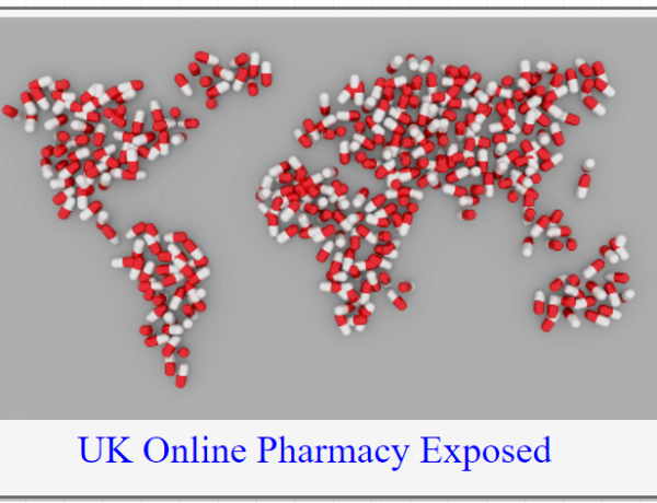 online pharmacy : map of the world with red capsules